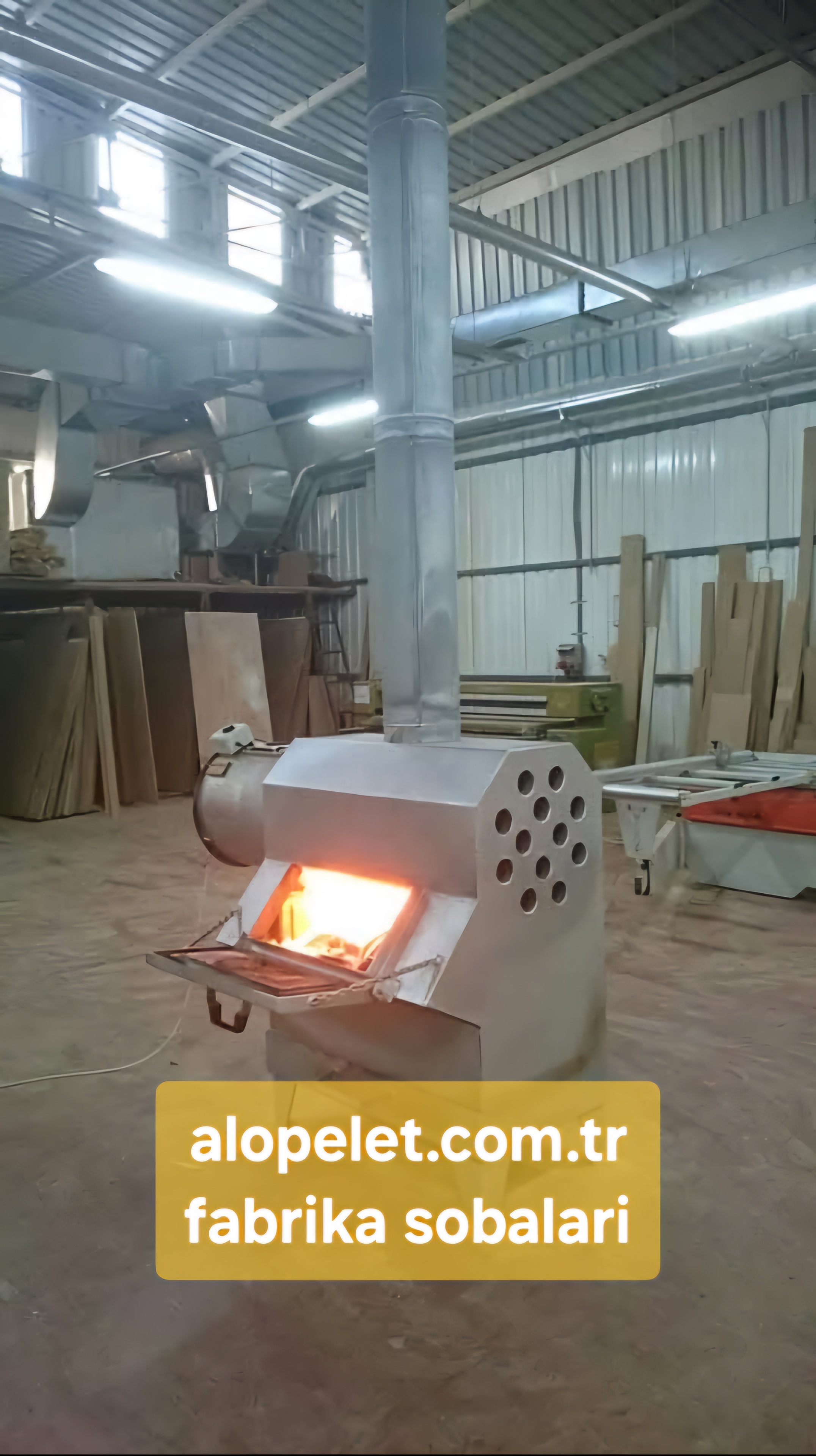 750 metre kare katı yakıtlı fabrika sobaları